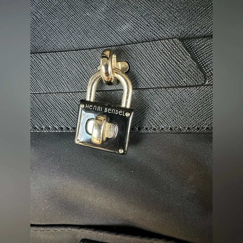 Henri Bendel Jetsetter 3 Way Convertible Backpack Black w/ Saffiano Leather Trim